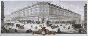 Uitzicht op het Magasins du Louvre warenhuis, Parijs, 1866 door French School