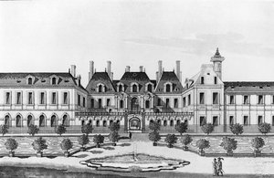 Zicht op het Soissons Hotel in Parijs