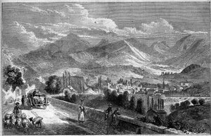 Uitzicht op de stad Chambery, genomen vanaf de weg naar Aix. Savoie (73) door French School