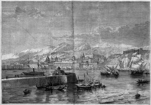 Uitzicht op de stad Messina. Sicilië, Italië door French School
