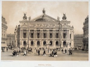 Uitzicht op de gevel van de Opera Garnier in Parijs met uitzicht op de Boulevard des Capucines door French School