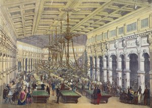 Zicht op het interieur van het Grand Cafe Parisien, Parijs, gegraveerd door Thibault, 1855 door French School
