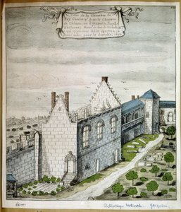 Zicht op de kamer van koning Karel VII in het kasteel van Chinon, waar hij de maagd van Orléans ontving - aquarel