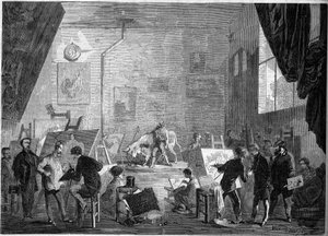Zicht op het atelier van de schilder Gustave Courbet, rue Notre Dame des Champs in Parijs