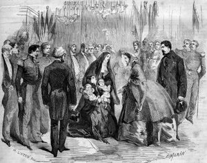Bezoek van Napoleon III (1808-1873) en keizerin Eugenie (1826-1920) aan Chauny (Aisne, 02) door French School