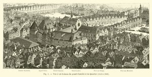 Vogelvlucht van het grote Chatelet en de wijk, 1550 tot 1696 door French School