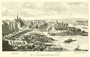 Uitzicht op het Arsenaal en het eiland Louviers, rond 1670 door French School