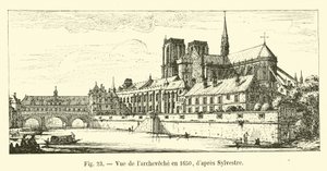 Uitzicht op het aartsbisschoppelijk paleis in 1650, naar Sylvestre door French School