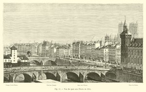 Uitzicht op de quai aux Fleurs in 1855