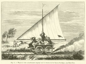 Zeilwagen momenteel in gebruik op de Kansas-Pacific spoorweg, in de Verenigde Staten door French School