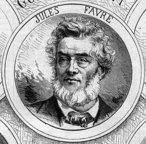 Oorlog van 1870 - Regering van de Nationale Verdediging: portret van Jules Favre (1809-1880), lid van de voorlopige regering van 1870. Gravure in 