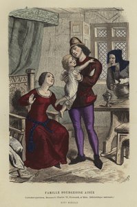 Rijke bourgeois familie, 14e eeuw door French School
