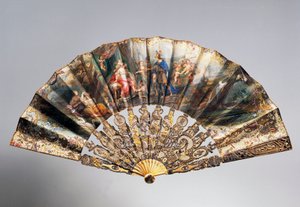 Bruidswaaier met afbeelding van David die zijn kroon overhandigt aan Bathseba, Louis XVI stijl ribben