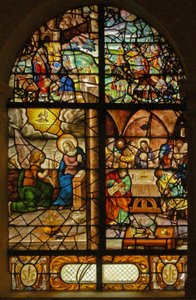 Raam Charnier-12 met Melchisedek, Annunciatie, Laatste Avondmaal door French School