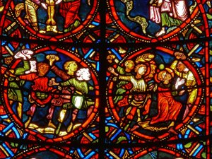Raam met St. Stefanus gestenigd door French School