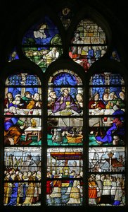 Raam met het Laatste Avondmaal en de processie van het Heilig Sacrament, 1530 door French School
