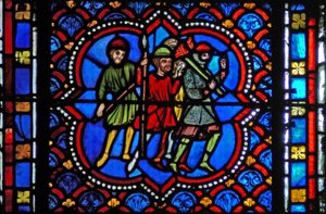 Ramen s2-L met mensen die Christus in Gethsemane willen arresteren door French School