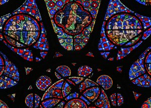 Raam w115 met God de Schepper: Adam en Eva scènes door French School