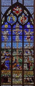 Raam w11 met afbeelding van de kruisiging door French School