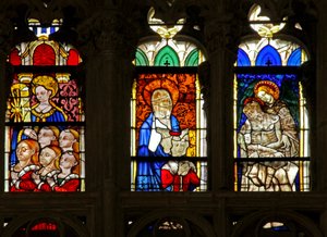 Raam met St. Catherine met de zonen van schenkers