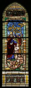 Raam w15 met de Schepping van Eva (modern) door French School