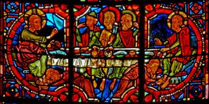 Raam w17 met een scène uit het leven van St. Maria Magdalena - de heilige wast de voeten van Christus