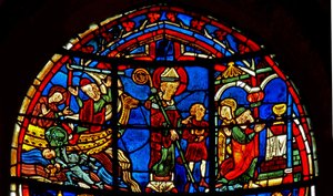 Raam w19 met St. Nicolaas redt een kind
