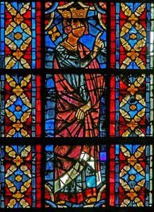 Ramen w209 met een scène uit het leven van St. Savinien: Aurelianus beveelt Savinien te martelen door French School