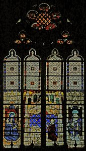 Raam w210 met het Koninklijke raam met de Maagd Maria, Karel VI en St. Denis