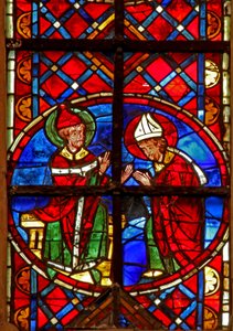 Raam w211 met St. Petrus stuurt St. Denis naar Gallië door French School