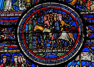 Raam w23 met St. Thomas Becket op weg naar Canterbury