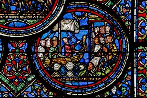 Raam w23 met St. Thomas Becket die naar Engeland vertrekt door French School