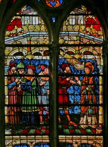 Raam w32 met St. Stefanus in discussie met de wetgeleerden