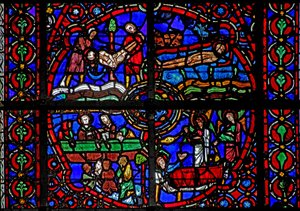 Raam w39 met scènes uit het leven van St. Laurentius