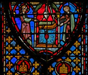 God beveelt de rangschikking van de lampen in de tempel door French School
