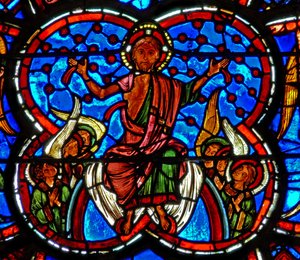 Raam w4 met Christus bij het Laatste Oordeel door French School