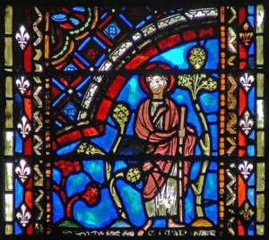 Raam w53 met afbeelding van St. Johannes de Doper vertrekt naar de woestijn
