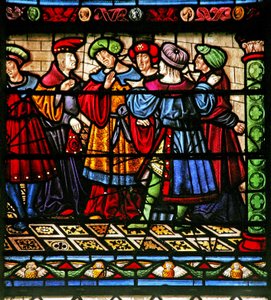 Raam w6 met Farizeeën in de synagoge