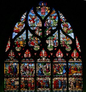 Raam w6 met scènes uit het leven van St. Maria Magdalena door French School