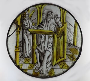 Raam w76 met St. Mattheüs met zijn symboolengel