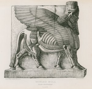 Gevleugelde stier, van Khorsabad, Louvre door French School