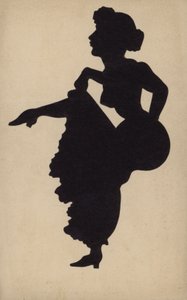 Vrouw danst de can-can (litho)
