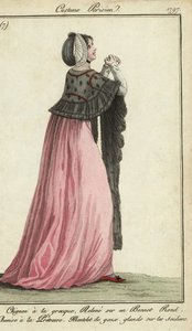 Vrouw in priesteres-stijl jurk door French School