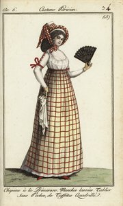 Vrouw in de Primerose hoed mode van 1798 door French School