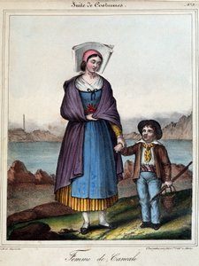 Vrouw van Cancale en haar kind, circa 1845 door French School