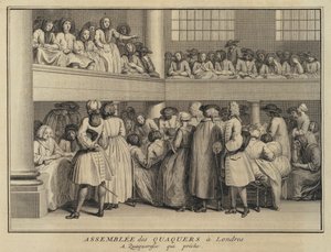 Vrouw die predikt op een bijeenkomst van Quakers in Londen