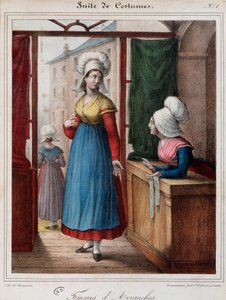 Vrouwen van Avranches (Manche) - lithografie door French School