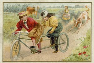 Vrouwen op een tandem