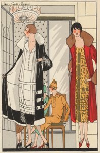 Damesmode uit de jaren 1920 van ontwerper Lucien Lelong (kleurenlitho)