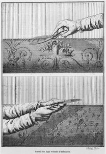 Werken aan fluwelen Aubusson-tapijten